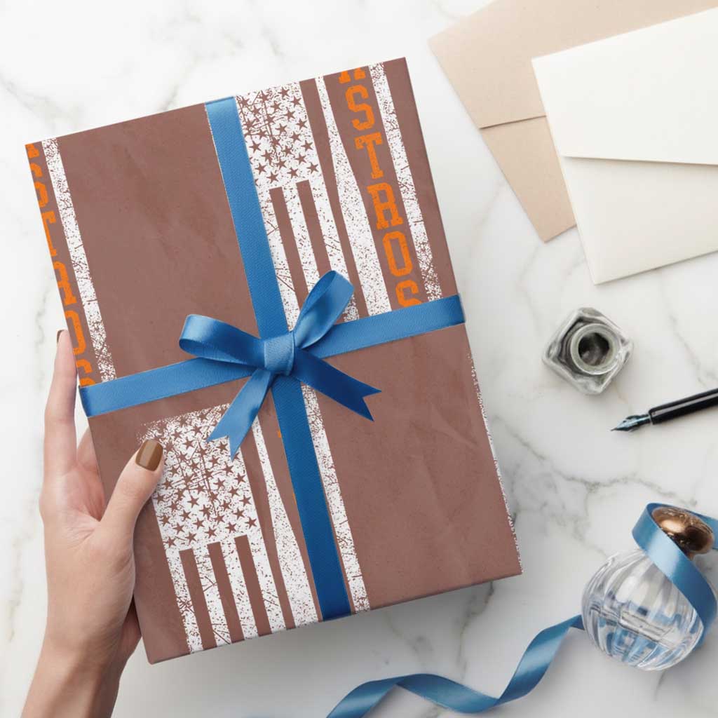 Vintage Astro Wrapping Paper Roll Last Name Baseball American Flag Retro Style 70s 80s 90s TS10 Mocha Print Your Wear