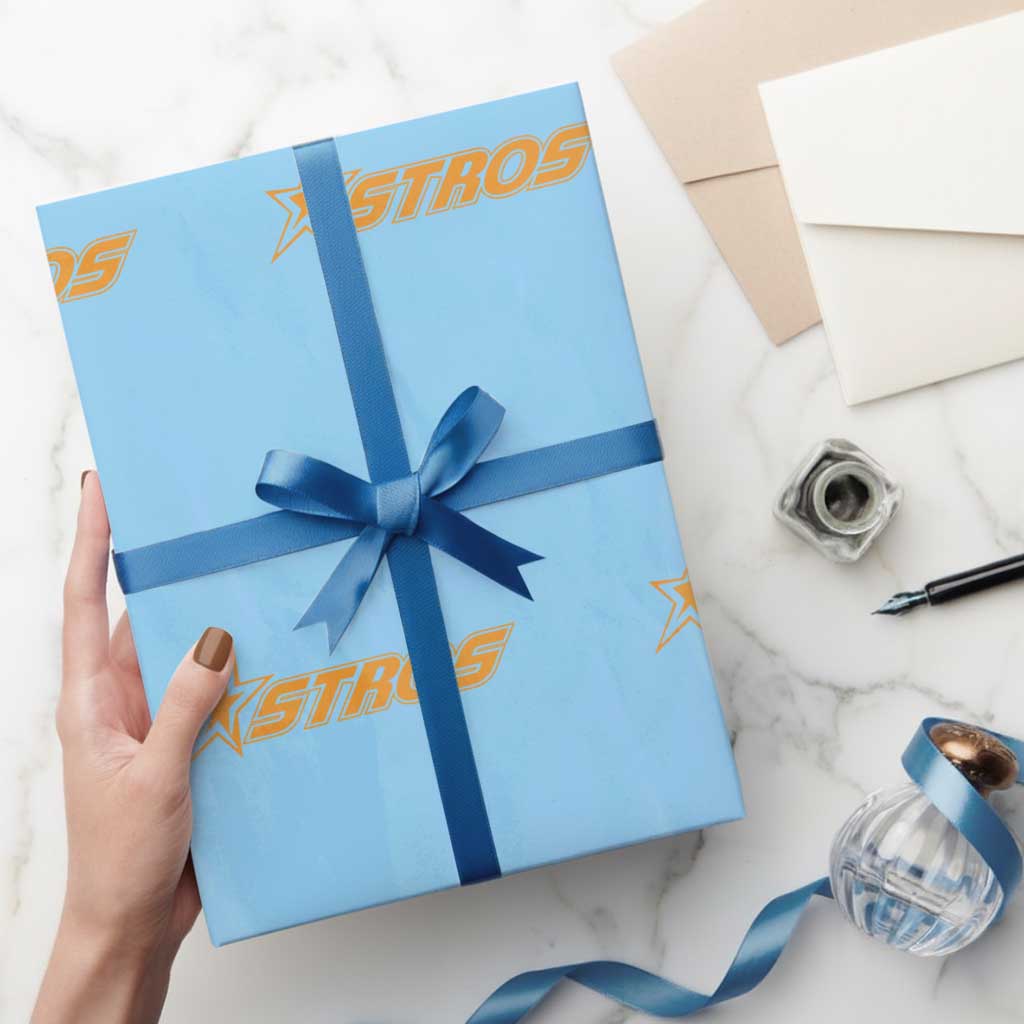 Vintage Astro Last Name Sports Style Wrapping Paper Roll Baseball Fan Graphic 80s 90s TS10 Light Blue Print Your Wear