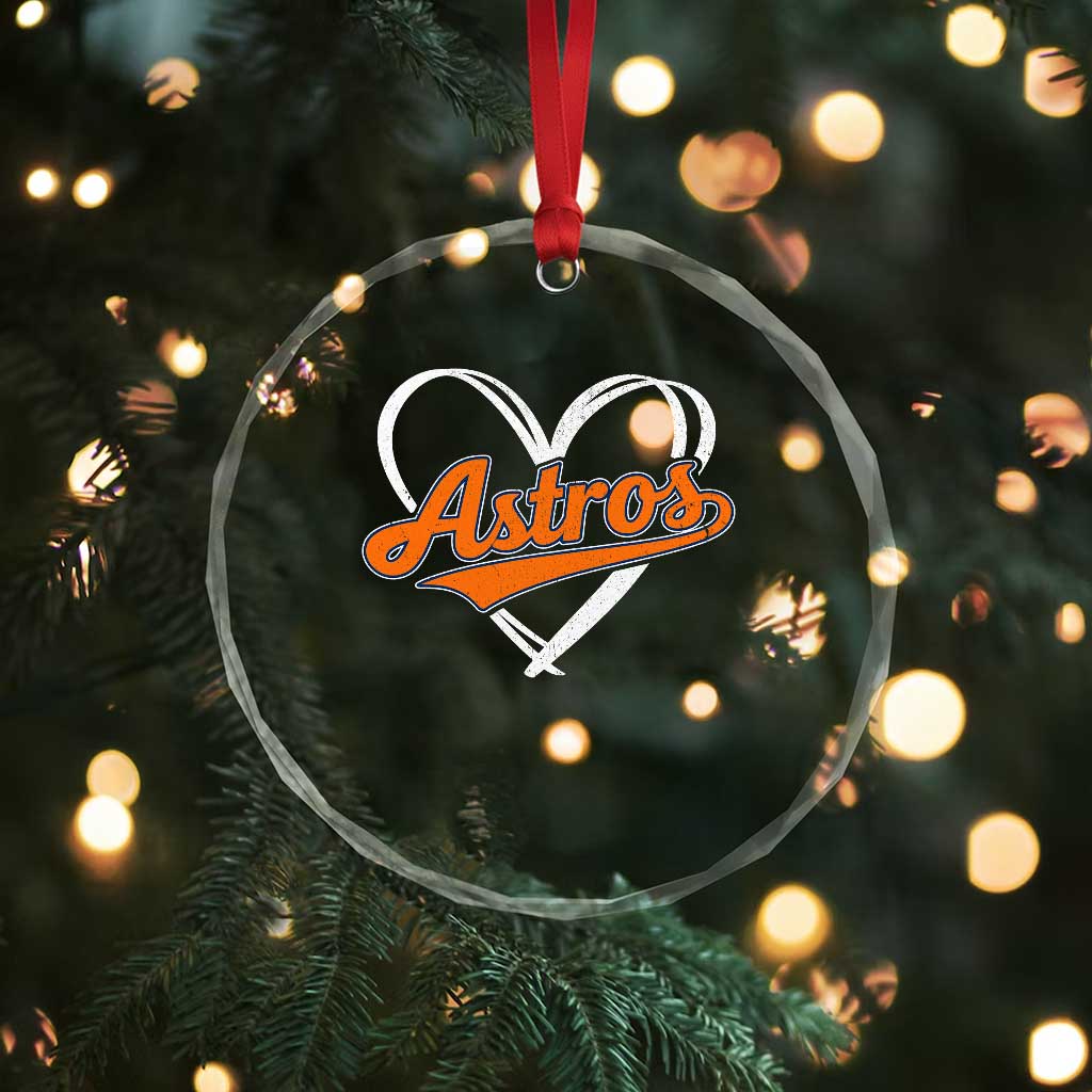 Vintage Astro Name Sports Style Crystal Glass Ornament Varsity Script Vintage Baseball Heart Graphic TS10 Print Your Wear