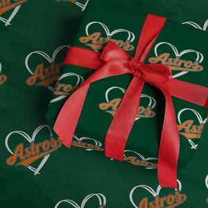 Vintage Astro Name Sports Style Wrapping Paper Roll Varsity Script Vintage Baseball Heart Graphic TS10 Green Print Your Wear