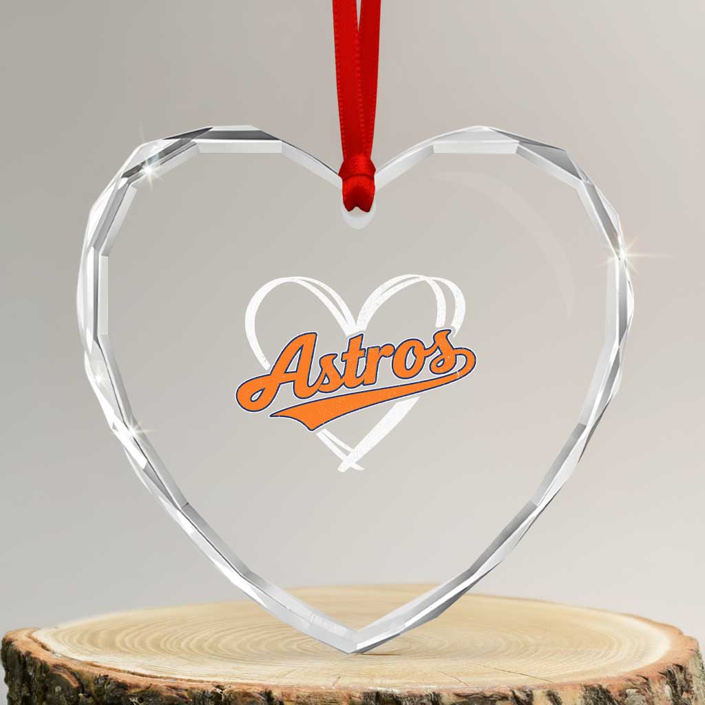 Vintage Astro Name Sports Style Heart Crystal Glass Ornament Varsity Script Vintage Baseball Heart Graphic TS10 Transparent Glass 3'' Heart Print Your Wear