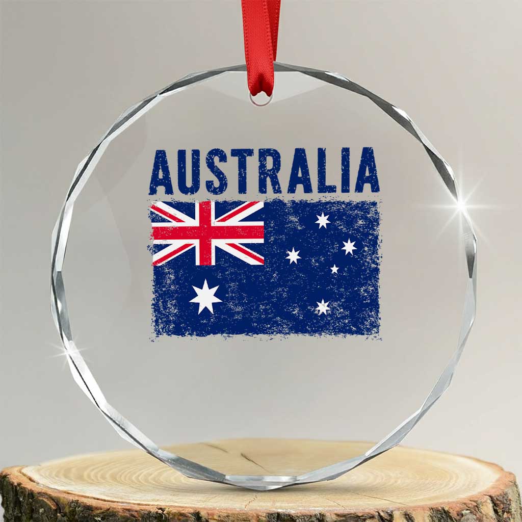 Vintage Australia Flag Crystal Glass Ornament Distressed Patriotic Country Pride Graphic TS10 Transparent Glass 3'' Circle Print Your Wear