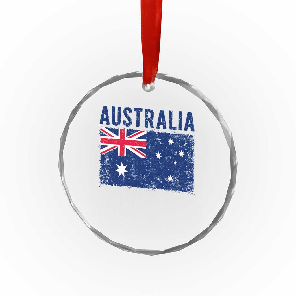 Vintage Australia Flag Crystal Glass Ornament Distressed Patriotic Country Pride Graphic