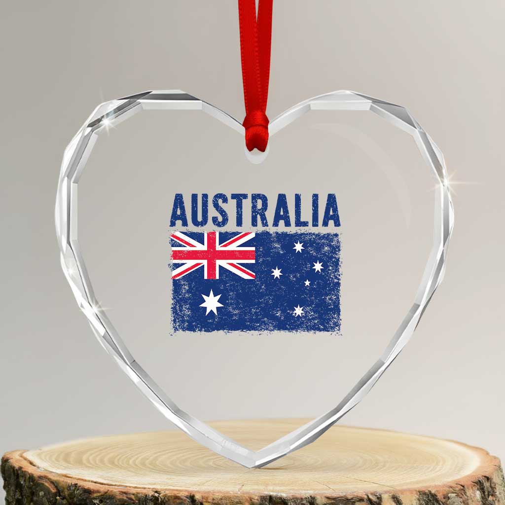Vintage Australia Flag Heart Crystal Glass Ornament Distressed Patriotic Country Pride Graphic TS10 Transparent Glass 3'' Heart Print Your Wear