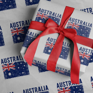 Vintage Australia Flag Wrapping Paper Roll Distressed Patriotic Country Pride Graphic
