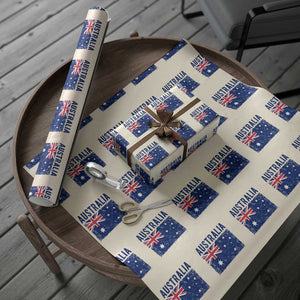Vintage Australia Flag Wrapping Paper Roll Distressed Patriotic Country Pride Graphic