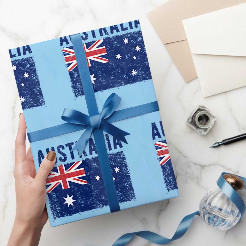Vintage Australia Flag Wrapping Paper Roll Distressed Patriotic Country Pride Graphic