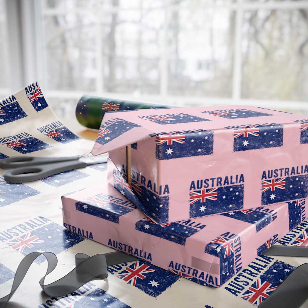 Vintage Australia Flag Wrapping Paper Roll Distressed Patriotic Country Pride Graphic