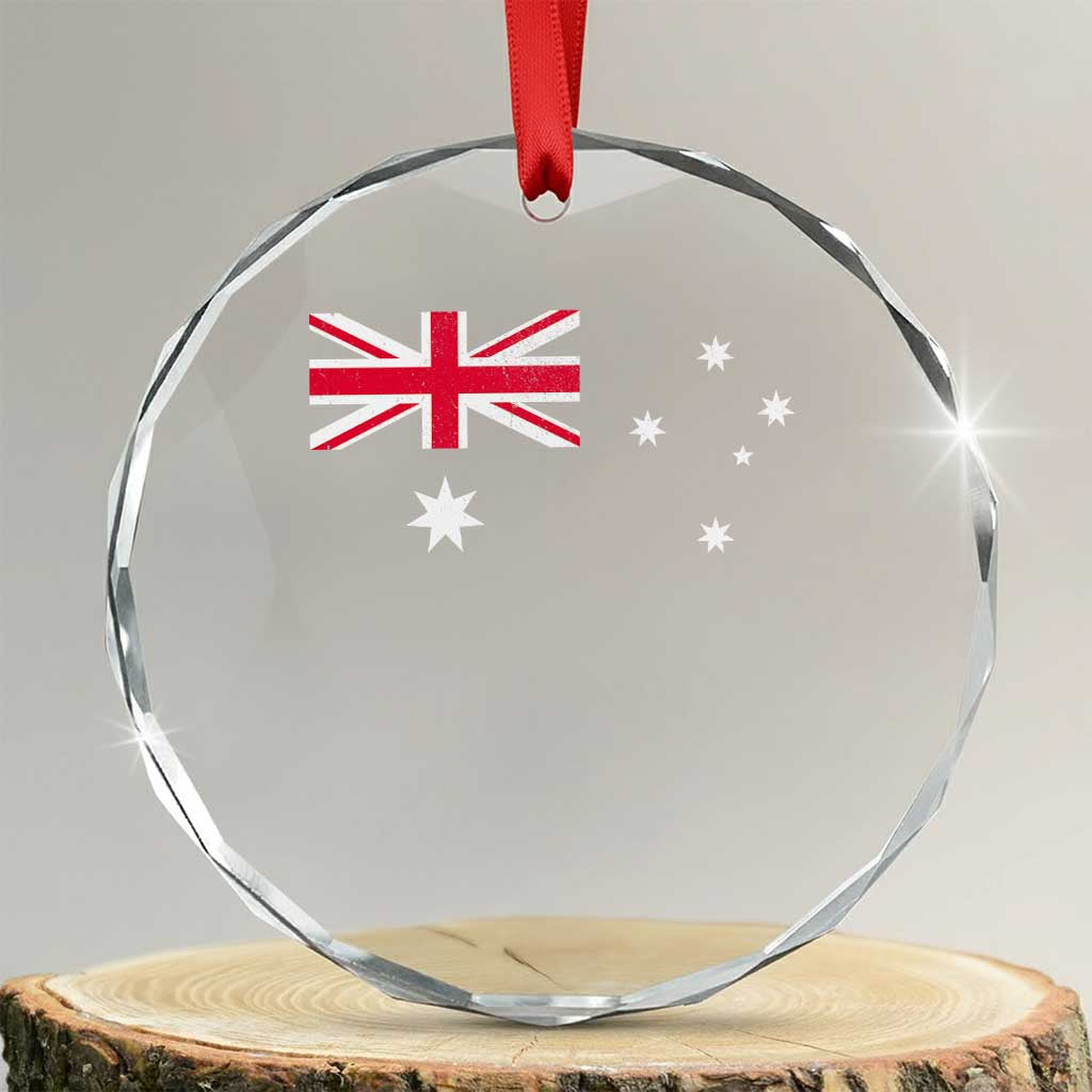 Vintage Australian Flag Crystal Glass Ornament Australia Distressed Patriotic Southern Cross Country Pride Graphic TS10 Transparent Glass 3'' Circle Print Your Wear