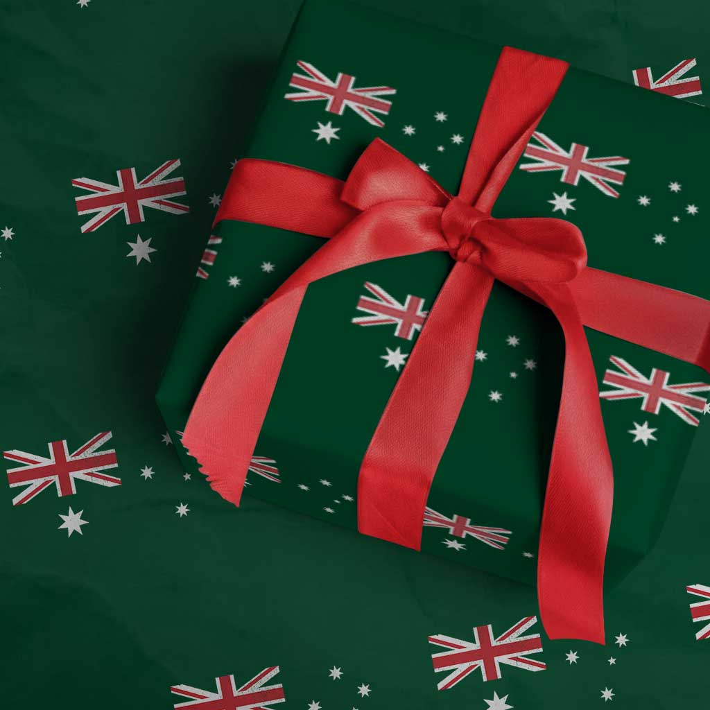 Vintage Australian Flag Wrapping Paper Roll Australia Distressed Patriotic Southern Cross Country Pride Graphic TS10 Green Print Your Wear