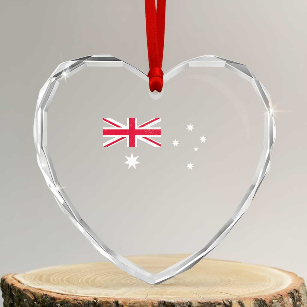 Vintage Australian Flag Heart Crystal Glass Ornament Australia Distressed Patriotic Southern Cross Country Pride Graphic TS10 Transparent Glass 3'' Heart Print Your Wear