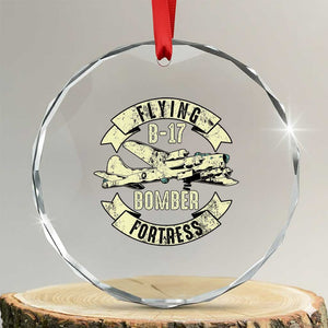 Vintage B-17 Bomber WW2 Aircraft Crystal Glass Ornament Plane Aviation Fighter Airplane Retro Grunge TS02 Transparent Glass 3'' Circle Print Your Wear