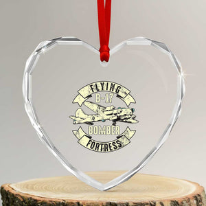 Vintage B-17 Bomber WW2 Aircraft Heart Crystal Glass Ornament Plane Aviation Fighter Airplane Retro Grunge TS02 Transparent Glass 3'' Heart Print Your Wear