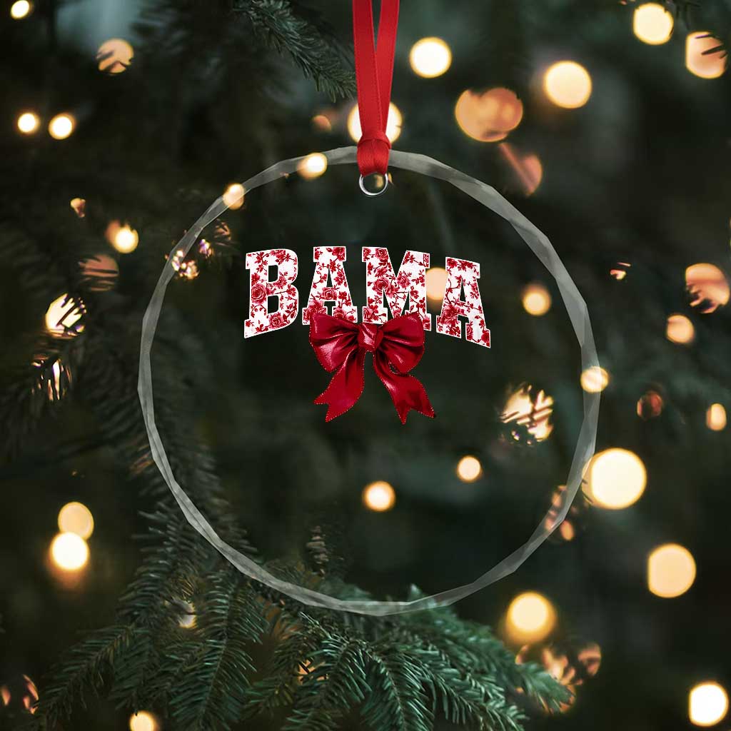 Vintage Bama Coquette Bow Crystal Glass Ornament Retro Varsity Alabama Football Lover AL State TS10 Print Your Wear