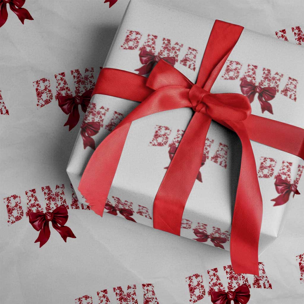 Vintage Bama Coquette Bow Wrapping Paper Roll Retro Varsity Alabama Football Lover AL State TS10 White Print Your Wear