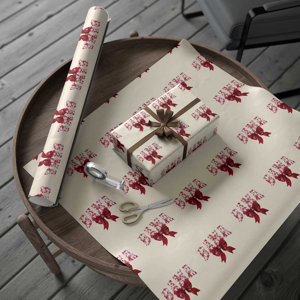 Vintage Bama Coquette Bow Wrapping Paper Roll Retro Varsity Alabama Football Lover AL State TS10 Beige Print Your Wear