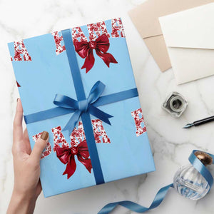 Vintage Bama Coquette Bow Wrapping Paper Roll Retro Varsity Alabama Football Lover AL State TS10 Light Blue Print Your Wear