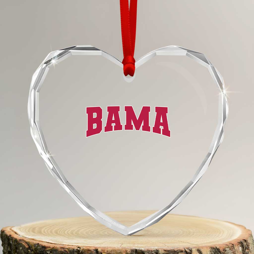 Vintage Bama Heart Crystal Glass Ornament Retro Varsity Alabama Football Lover AL State TS10 Transparent Glass 3'' Heart Print Your Wear