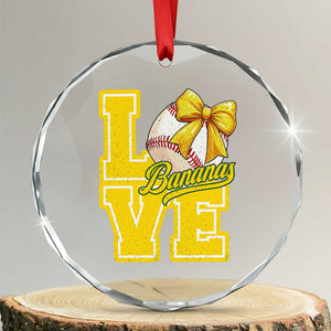 Vintage Banana Coquette Bow Crystal Glass Ornament LOVE Baseball Fan Sport Lover TS02 Transparent Glass 3'' Circle Print Your Wear