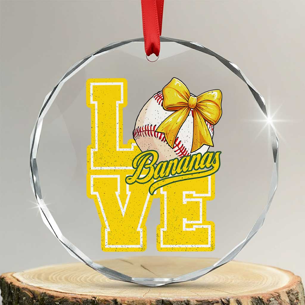 Vintage Banana Coquette Bow Crystal Glass Ornament LOVE Baseball Fan Sport Lover TS02 Transparent Glass 3'' Circle Print Your Wear