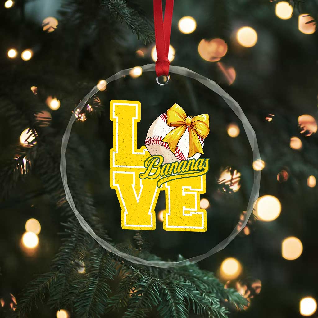Vintage Banana Coquette Bow Crystal Glass Ornament LOVE Baseball Fan Sport Lover TS02 Print Your Wear