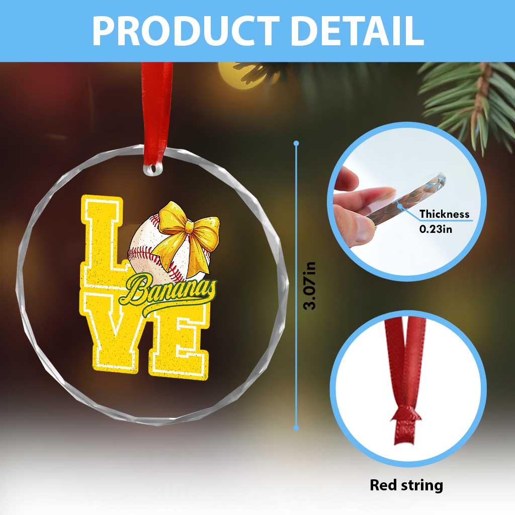 Vintage Banana Coquette Bow Crystal Glass Ornament LOVE Baseball Fan Sport Lover TS02 Print Your Wear