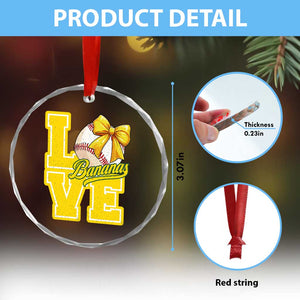 Vintage Banana Coquette Bow Crystal Glass Ornament LOVE Baseball Fan Sport Lover TS02 Print Your Wear