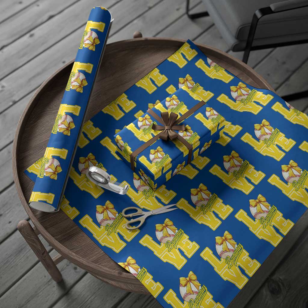 Vintage Banana Coquette Bow Wrapping Paper Roll LOVE Baseball Fan Sport Lover TS02 Blue Print Your Wear
