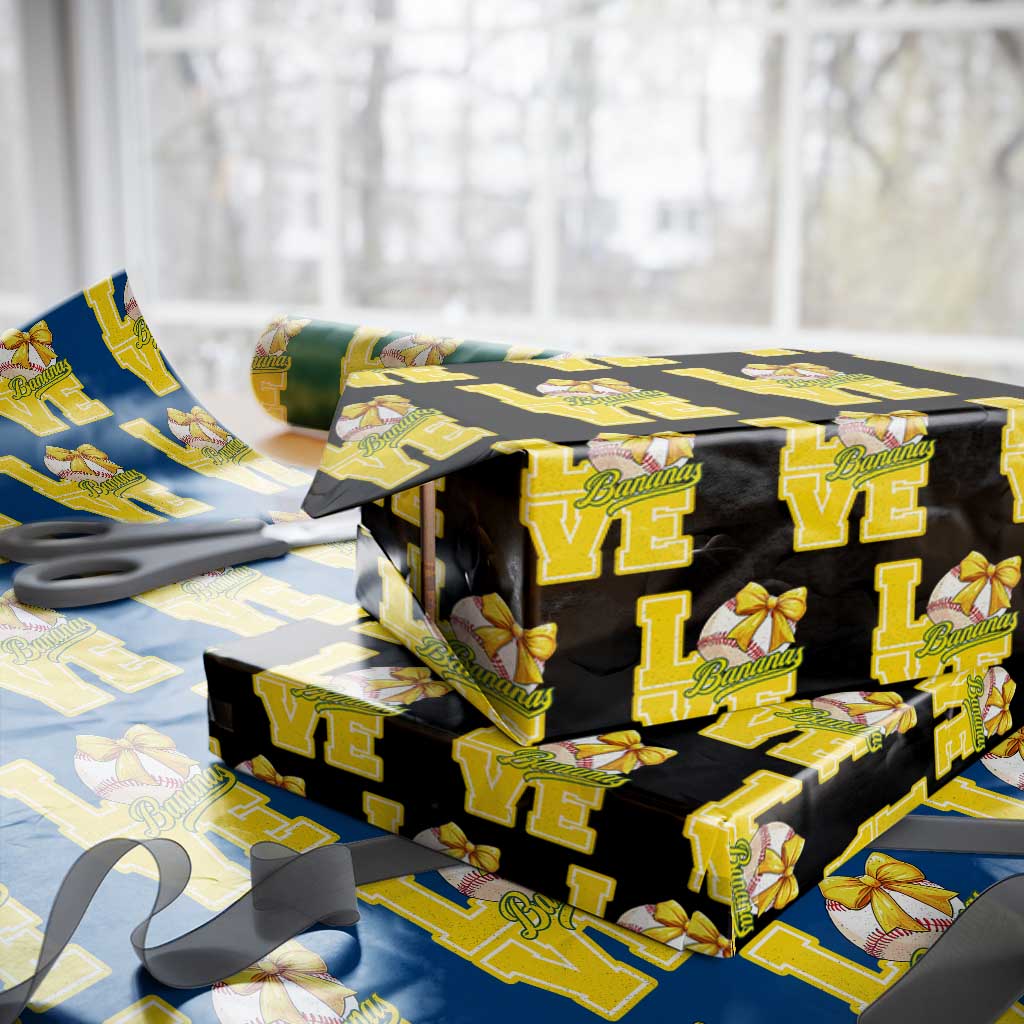 Vintage Banana Coquette Bow Wrapping Paper Roll LOVE Baseball Fan Sport Lover TS02 Black Print Your Wear