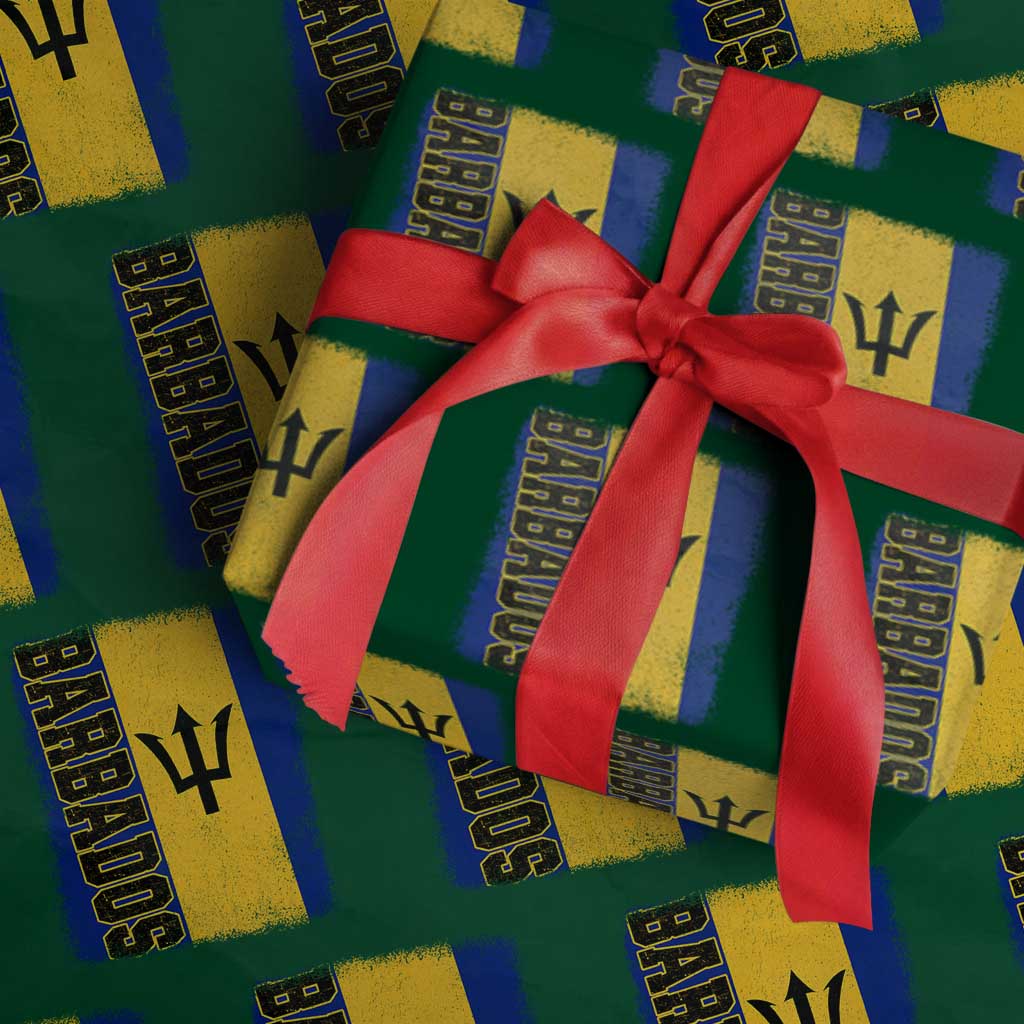 Vintage Barbados Flag Wrapping Paper Roll Distressed Patriotic Caribbean Island Barbadian Pride Heritage Gift TS10 Green Print Your Wear