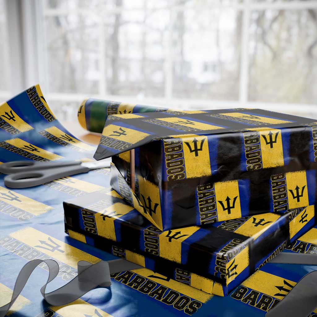 Vintage Barbados Flag Wrapping Paper Roll Distressed Patriotic Caribbean Island Barbadian Pride Heritage Gift TS10 Black Print Your Wear