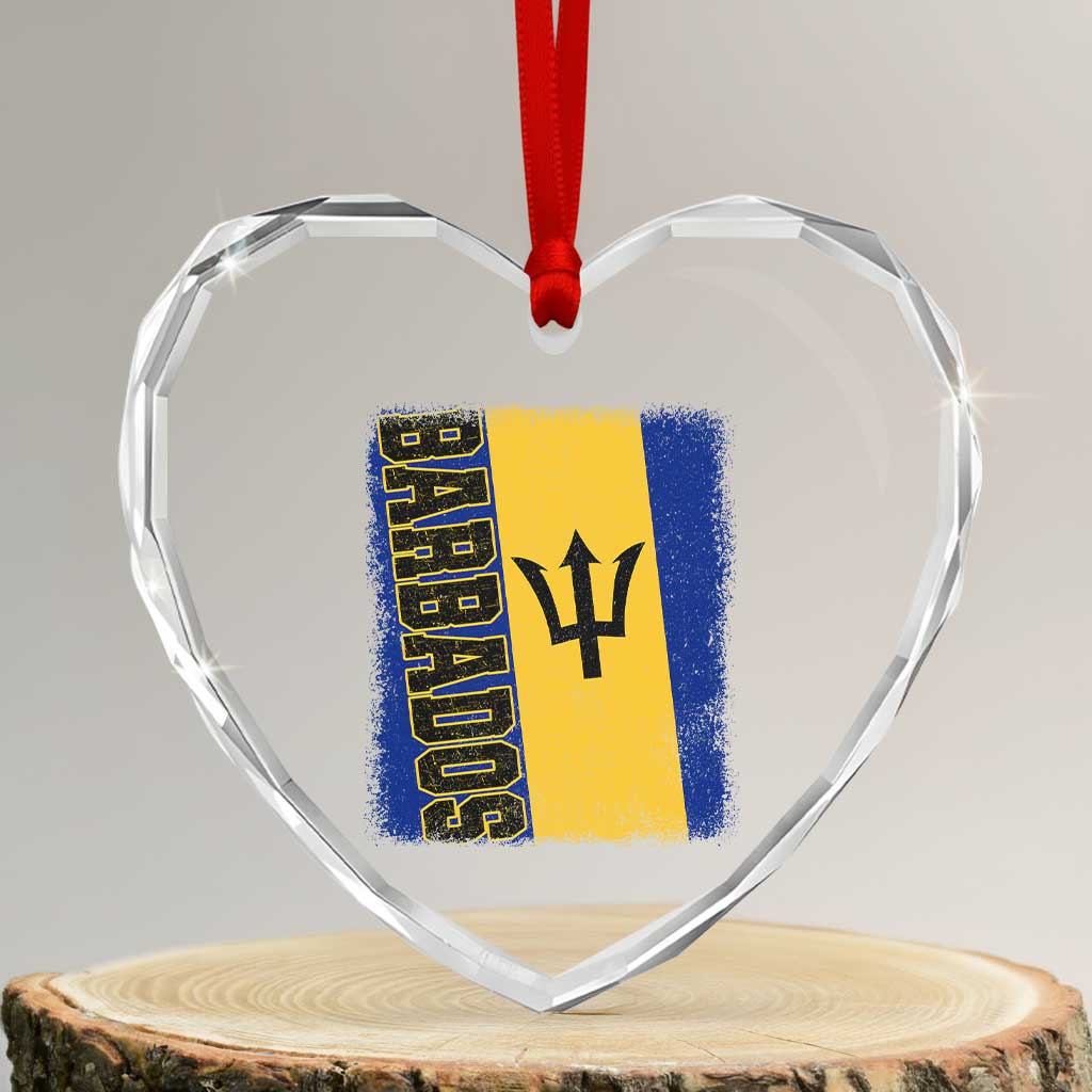 Vintage Barbados Flag Heart Crystal Glass Ornament Distressed Patriotic Caribbean Island Barbadian Pride Heritage Gift TS10 Transparent Glass 3'' Heart Print Your Wear