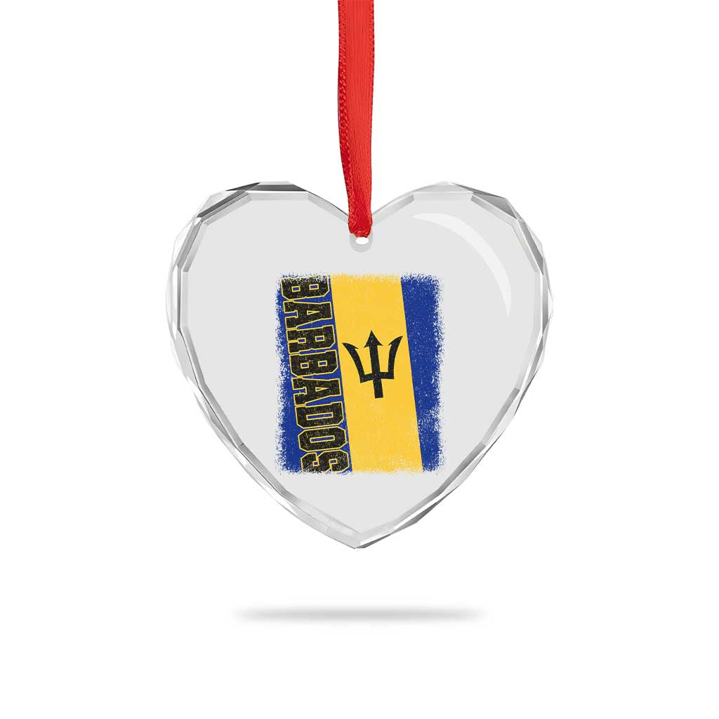 Vintage Barbados Flag Heart Crystal Glass Ornament Distressed Patriotic Caribbean Island Barbadian Pride Heritage Gift TS10 Print Your Wear