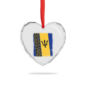 Vintage Barbados Flag Heart Crystal Glass Ornament Distressed Patriotic Caribbean Island Barbadian Pride Heritage Gift TS10 Print Your Wear
