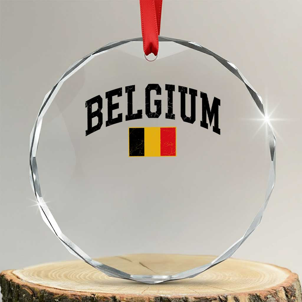 Vintage Belgium Crystal Glass Ornament Belgian Soccer Football Pride Gift for Fans TS10 Transparent Glass 3'' Circle Print Your Wear
