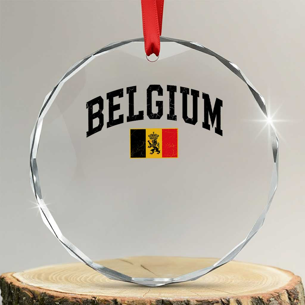 Vintage Belgium Crystal Glass Ornament Lion Royal Flag Graphic Belgian Soccer Football Pride Gift for Fans TS10 Transparent Glass 3'' Circle Print Your Wear