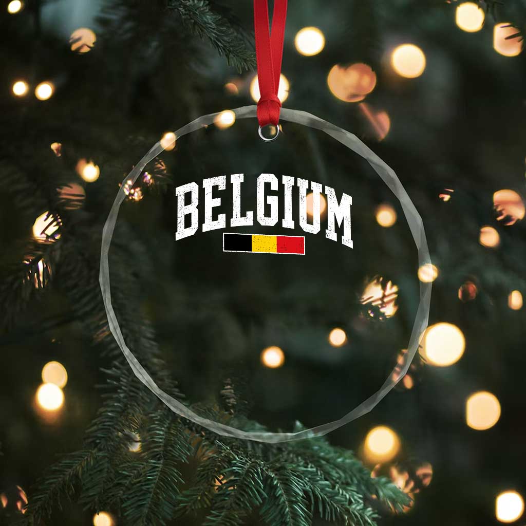 Vintage Belgium Flag Graphic Crystal Glass Ornament Belgian Pride Patriotic Gift TS10 Print Your Wear