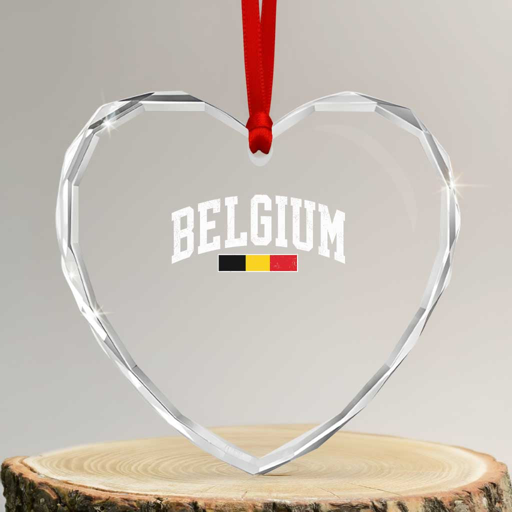 Vintage Belgium Flag Graphic Heart Crystal Glass Ornament Belgian Pride Patriotic Gift TS10 Transparent Glass 3'' Heart Print Your Wear