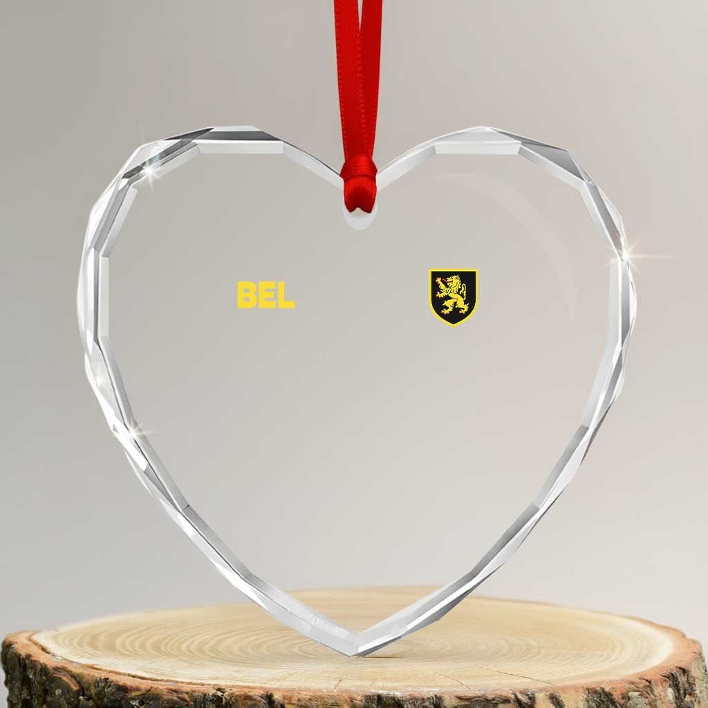 Vintage Belgium Heart Crystal Glass Ornament Belgian Football Pride Belgium Lion Crest Soccer Graphic TS10 Transparent Glass 3'' Heart Print Your Wear
