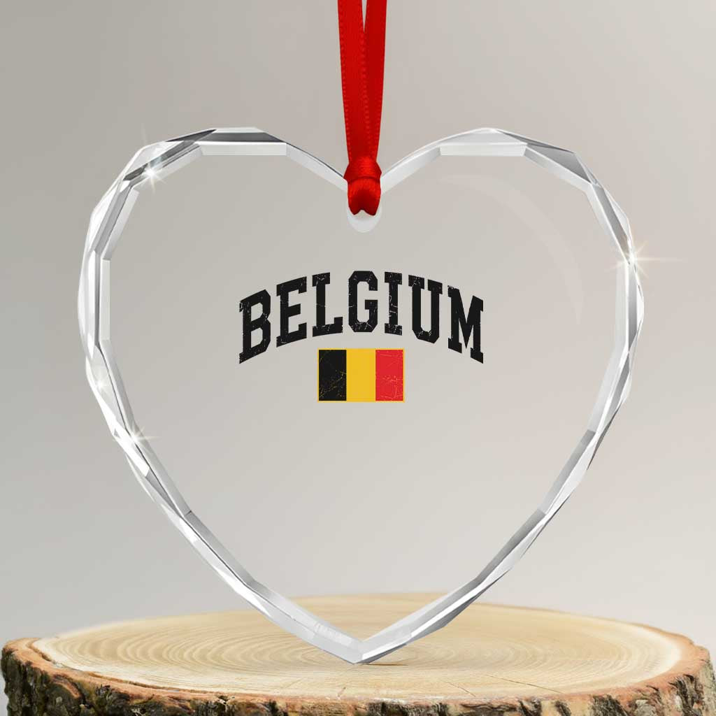 Vintage Belgium Heart Crystal Glass Ornament Belgian Soccer Football Pride Gift for Fans TS10 Transparent Glass 3'' Heart Print Your Wear