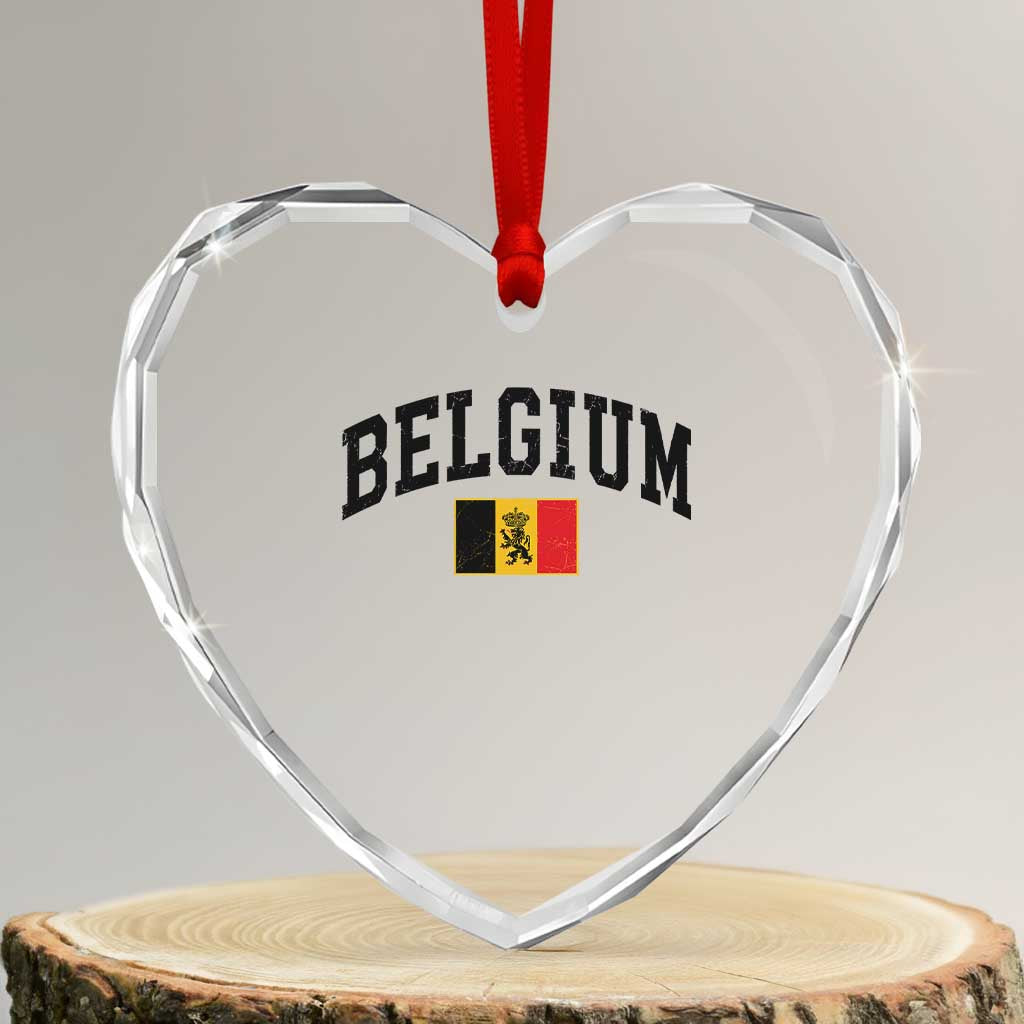 Vintage Belgium Heart Crystal Glass Ornament Lion Royal Flag Graphic Belgian Soccer Football Pride Gift for Fans TS10 Transparent Glass 3'' Heart Print Your Wear