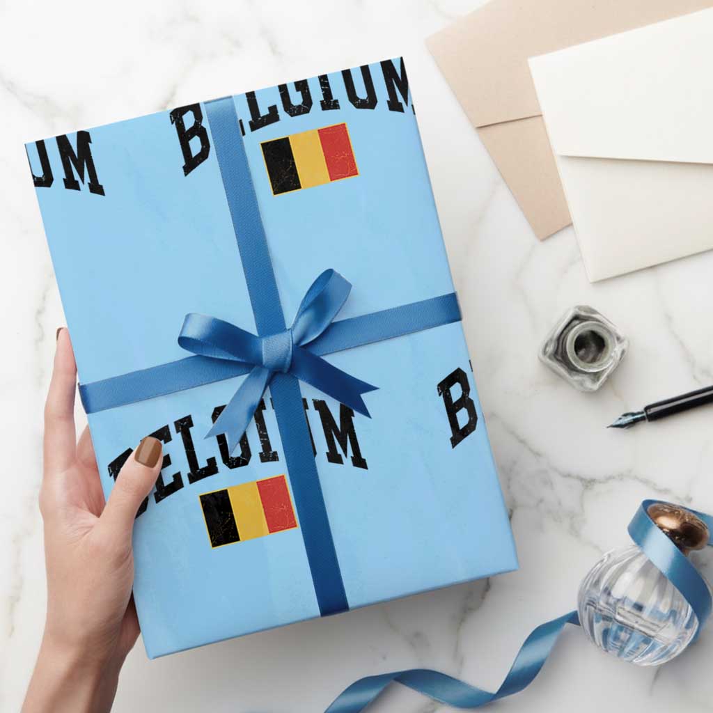 Vintage Belgium Wrapping Paper Roll Belgian Soccer Football Pride Gift for Fans TS10 Light Blue Print Your Wear