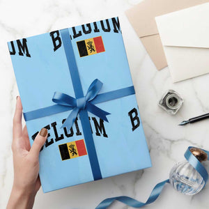 Vintage Belgium Wrapping Paper Roll Lion Royal Flag Graphic Belgian Soccer Football Pride Gift for Fans TS10 Light Blue Print Your Wear