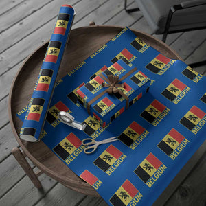 Vintage Belgium Soccer Flag with Lion Graphic Wrapping Paper Roll Belgian Football Pride Gift for Fans TS10 Blue Print Your Wear
