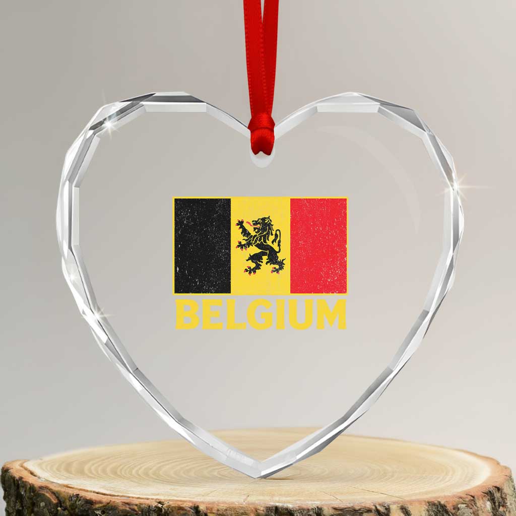 Vintage Belgium Soccer Flag with Lion Graphic Heart Crystal Glass Ornament Belgian Football Pride Gift for Fans TS10 Transparent Glass 3'' Heart Print Your Wear