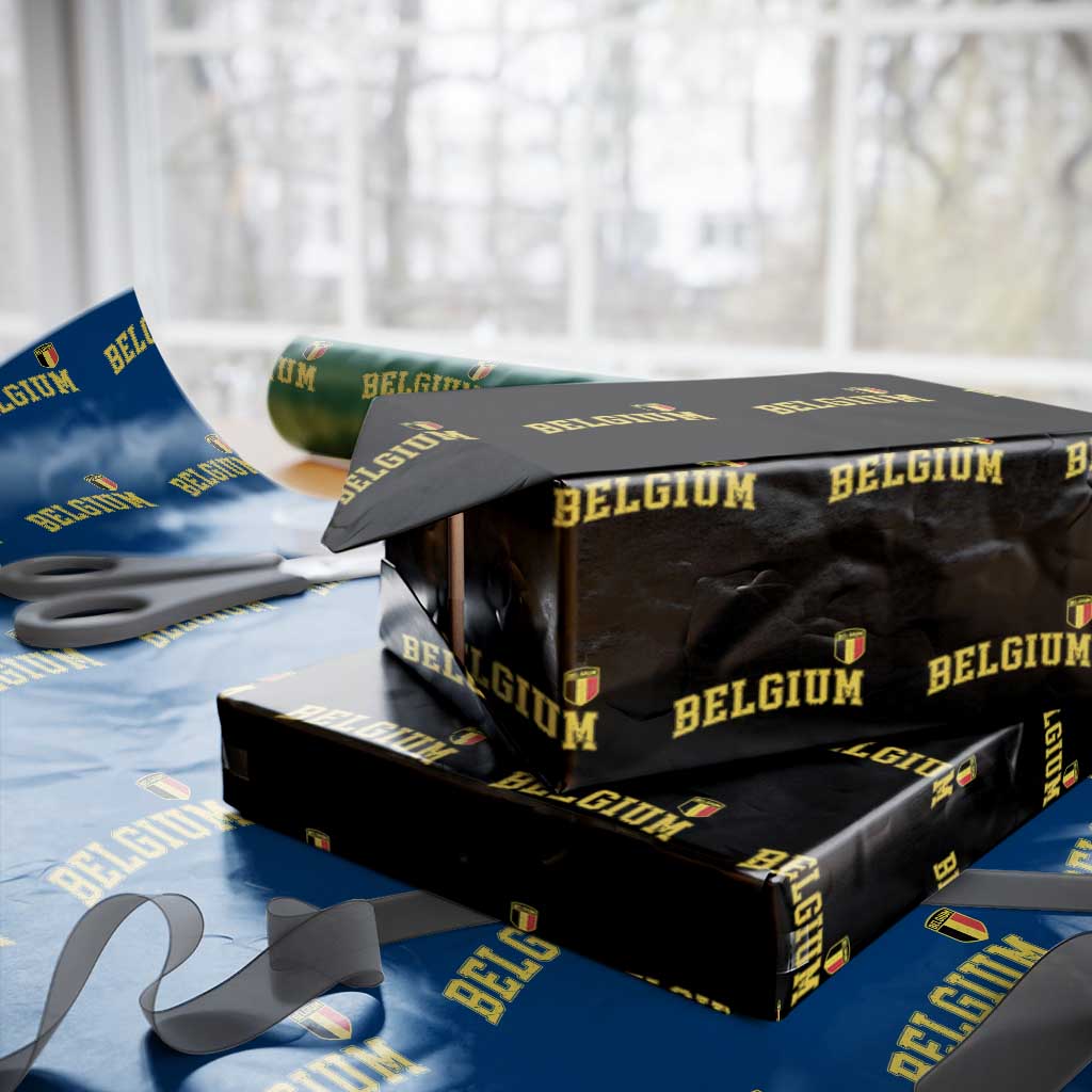 Vintage Belgium Varsity Style Distressed Graphic Wrapping Paper Roll Classic Collegiate Belgian Pride TS02 Black Print Your Wear