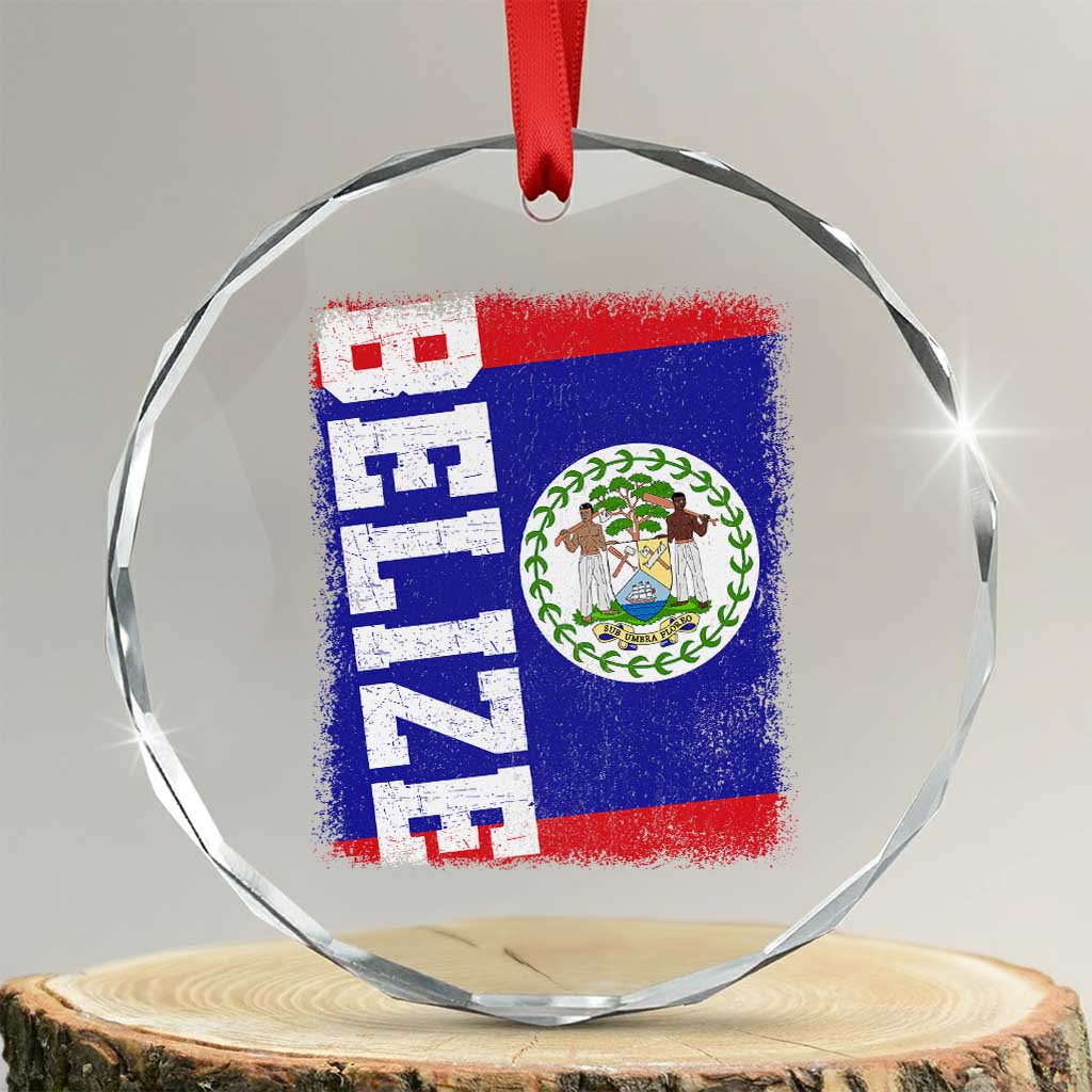 Vintage Belize Crystal Glass Ornament Distressed Flag Central American Pride Heritage Gift TS10 Transparent Glass 3'' Circle Print Your Wear