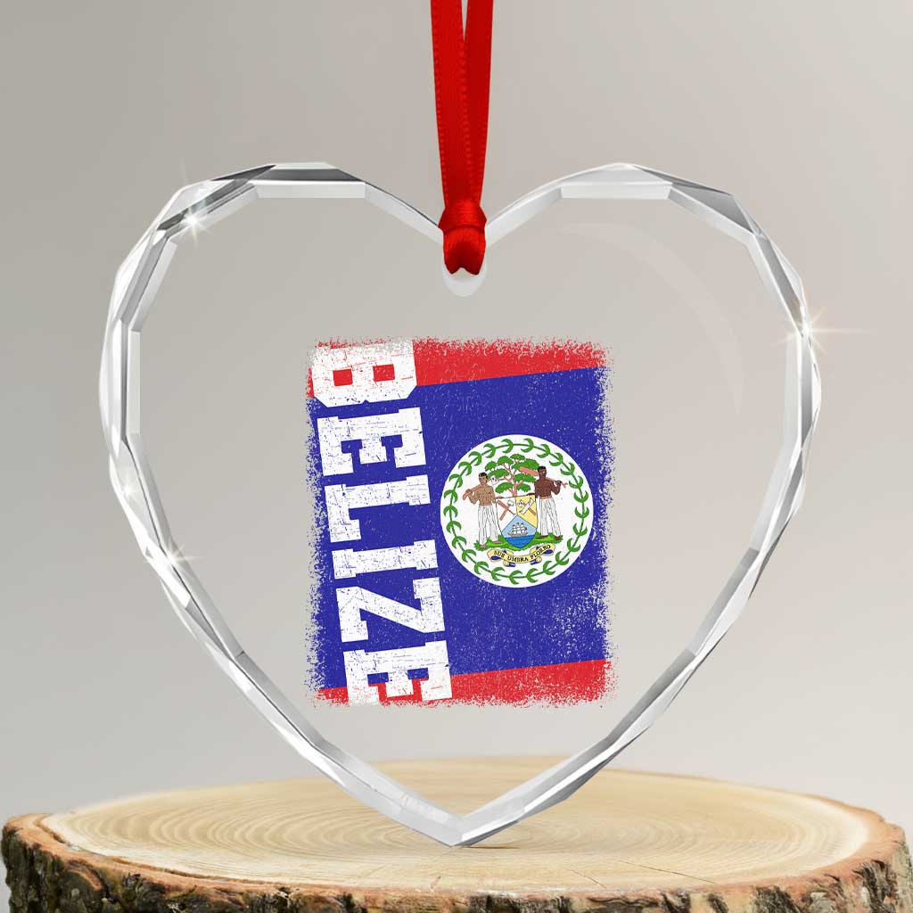 Vintage Belize Heart Crystal Glass Ornament Distressed Flag Central American Pride Heritage Gift TS10 Transparent Glass 3'' Heart Print Your Wear