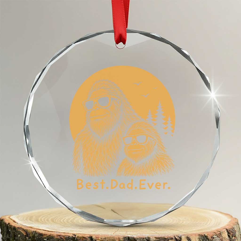Vintage Best Dad Ever Bigfoot Papa Fathers Day Crystal Glass Ornament TS11 Transparent Glass 3'' Circle Print Your Wear