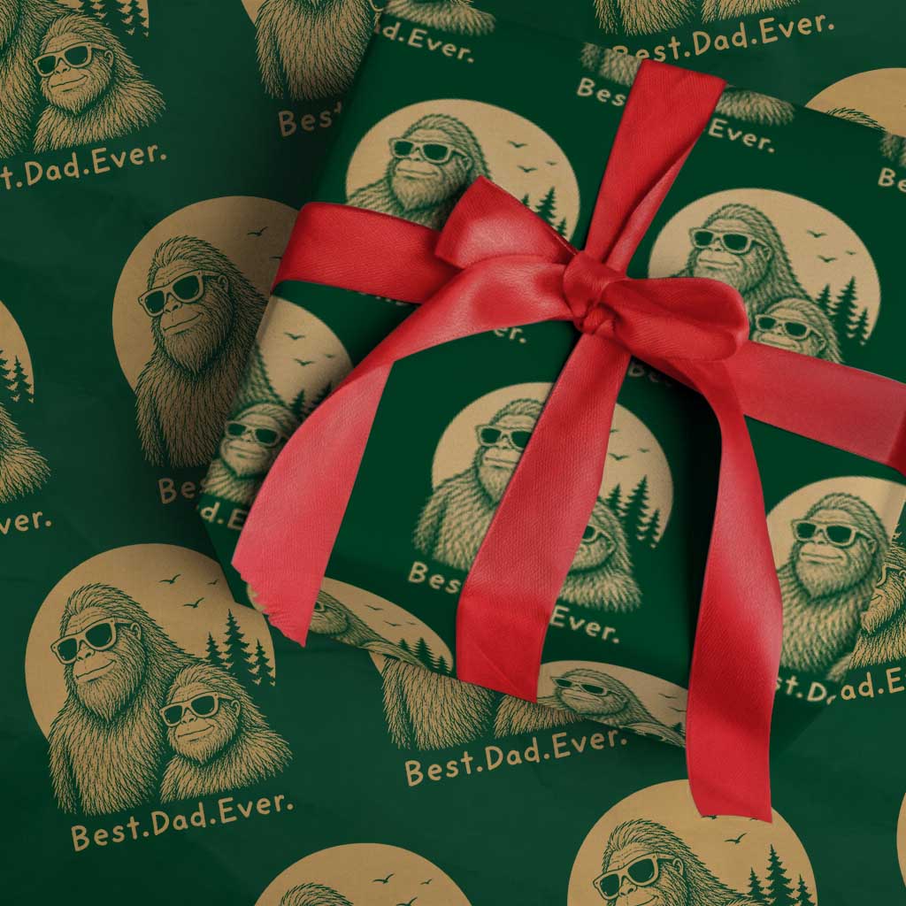 Vintage Best Dad Ever Bigfoot Papa Fathers Day Wrapping Paper Roll